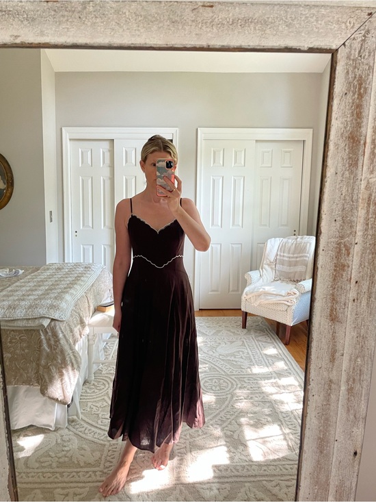 Caroline Constas Dresses & Skirts - NWT Caroline Constas Brown Scallop-Trim Spaghetti-Strap Midi Dress || Size XS